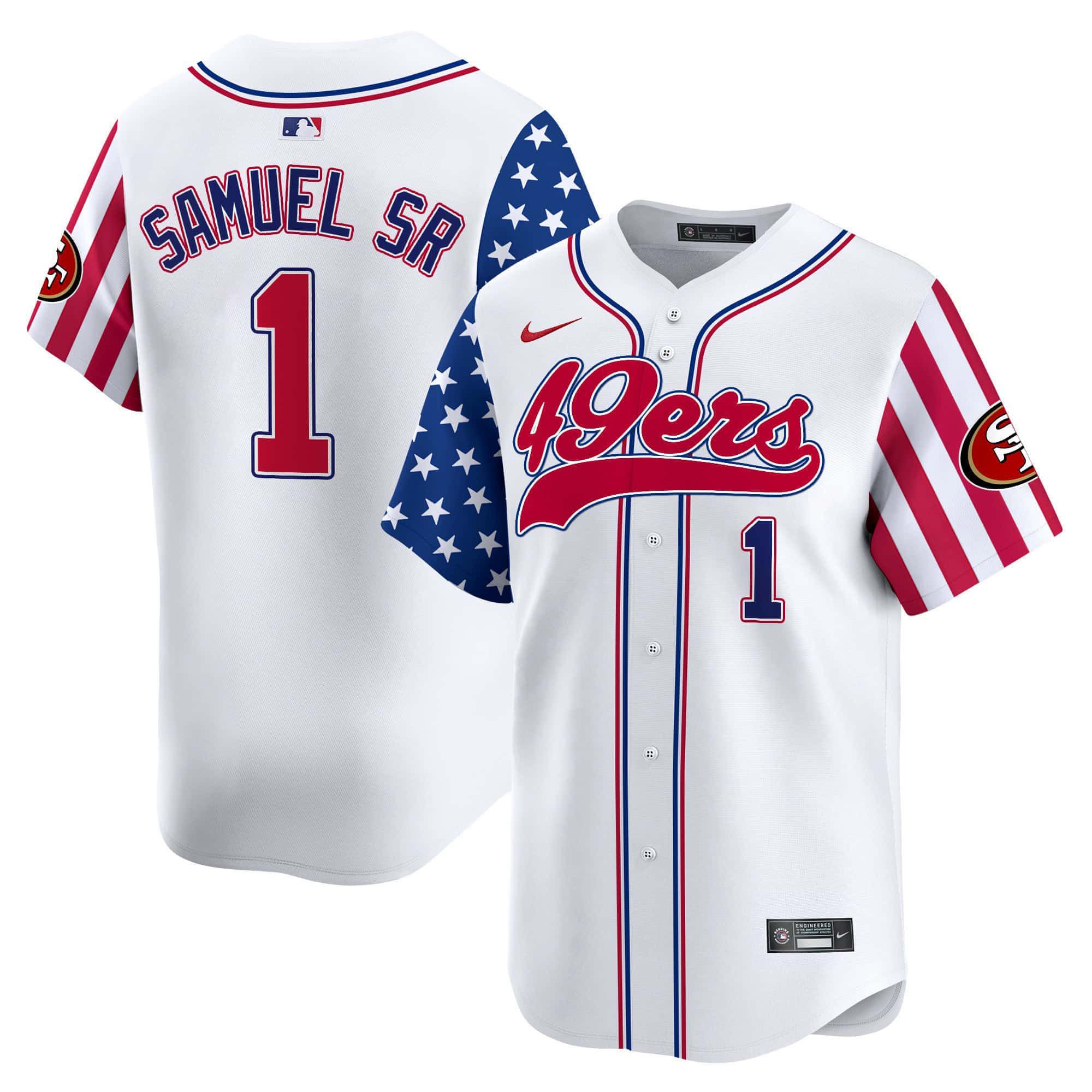 Men San Francisco 49ers 1 Samuel sr White Nike 2024 Independence Day Vapor Premier Limited NFL Jersey